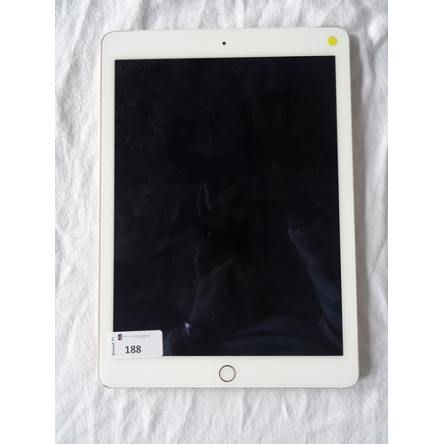 188 - APPLE IPAD AIR 2 (WIFI & CELLULAR) - MODEL A1567
serial number: DMPP24GDG5WT. IMEI: 356966060454982.... 