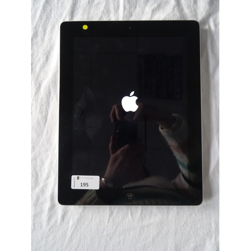 195 - APPLE IPAD 2 (WIFI) - MODEL A1395
serial number: DMQGFKZYDFHW.  i-cloud protected.  Note: It is the ... 