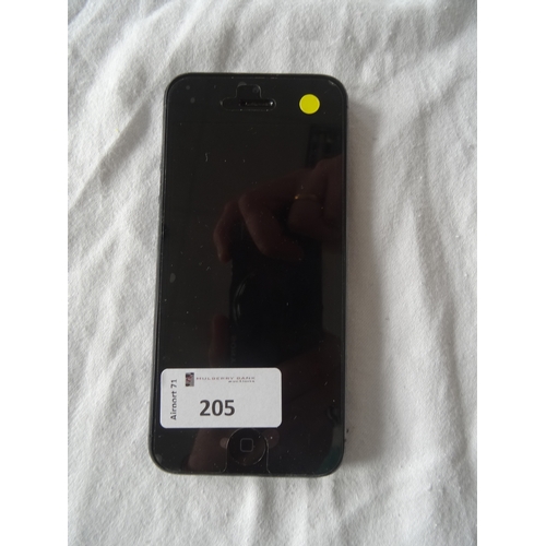 205 - APPLE IPHONE 5 - MODEL A1429
IMEI: 013407002059477. SERIAL NUMBER: C9MJMQJBDTWD.  i-cloud protected.... 