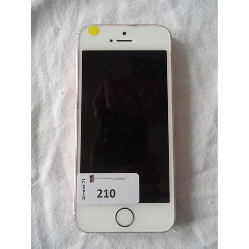 210 - APPLE IPHONE SE - MODEL A1723
IMEI: 355064091068733. SERIAL NUMBER: DX3W6140HTW5.  i-cloud protected... 