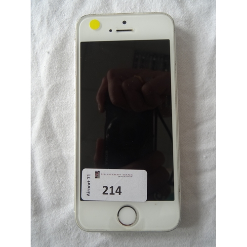 214 - APPLE IPHONE SE - MODEL A1723
IMEI: 35661308966792.  SERIAL NUMBER: DA4T8LEJHTVV.  i-cloud protected... 