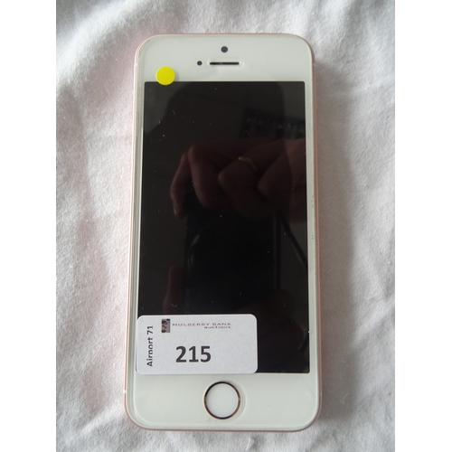 215 - APPLE IPHONE SE - MODEL A1723
IMEI: 353847086177059.  I-cloud protected.  Note: It is the buyer's re... 