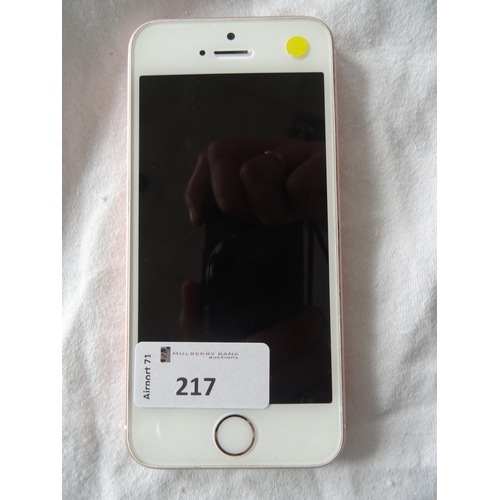 217 - APPLE IPHONE SE - MODEL A1723
IMEI: 35440039464516.  i-cloud protected.  Note: It is the buyer's res... 