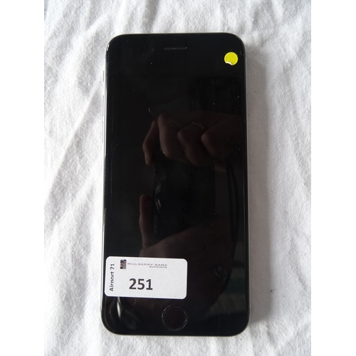 251 - APPLE IPHONE 6S - MODEL A1688
IMEI: 356135091410997.  i-cloud protected.  Note: It is the buyer's re... 