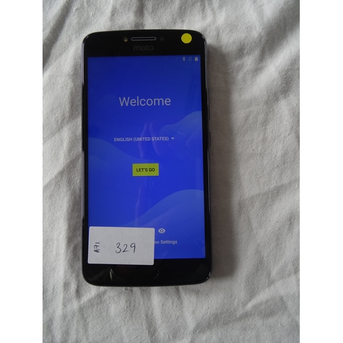 329 - MOTOROLA MOTO E4 PLUS (16GB) SMARTPHONE
IMEI: 355634081871904.  Note: It is the buyer's responsibili... 