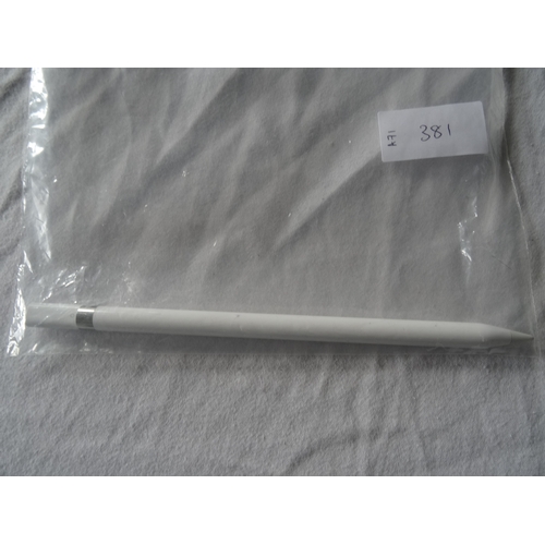 381 - APPLE PENCIL - MODEL A1603
serial number: FQ9W2AXXGWTJ.  With associated cap. 
 Note: It is the buye... 