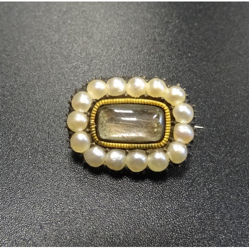 138 - GEORGIAN PEARL SET BROOCH
the central mirrored panel in pearl surround, 1.8cm wide