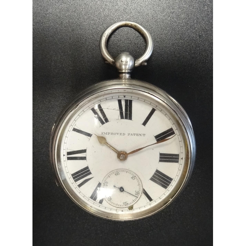 149 - VICTORIAN SILVER CASED POCKET WATCH
the white enamel dial with Roman numerals and subsidiary seconds... 