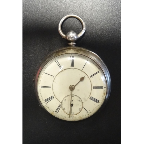 162 - VICTORIAN SILVER CASED POCKET WATCH
the white enamel dial with Roman numerals and subsidiary seconds... 