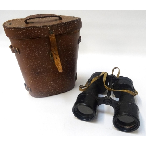 367 - PAIR OF WWII BRITISH NAVY BINOCULARS
'Bino Prism Mk VA' and dated 1944, with leather carrying case