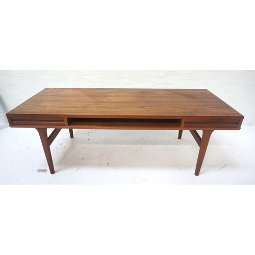 533 - RETRO DANISH TEAK OCCASIONAL TABLE
with an oblong moulded top above two pull through drawers flankin... 