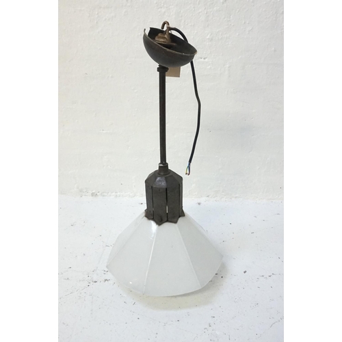 552 - 1930s PENDANT LIGHT
with a suspension hook and tubular column to a decorative mounting with a shaped... 