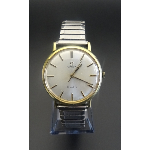 142 - 1960s GENTLEMAN'S 'OMEGA' WRISTWATCH
with expanding bracelet strap, foreign inscription to backplate