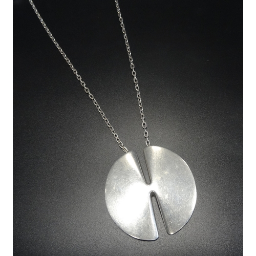 9 - 1970s GEORG JENSEN SILVER PENDANT ON CHAIN 
to a design by Nanna Ditzel, the circular pendant with s... 