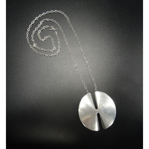 9 - 1970s GEORG JENSEN SILVER PENDANT ON CHAIN 
to a design by Nanna Ditzel, the circular pendant with s... 