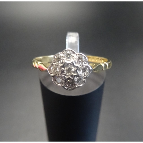 16 - DIAMOND CLUSTER RING
the central diamond in eight diamond surround, in all approximately 0.25cts, on... 