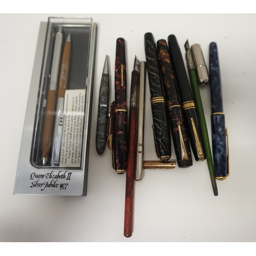 247 - SELECTION OF VINTAGE FOUNTAIN AND OTHER PENS
with examples by Parker, Watermans, Conway and Mentmcre... 