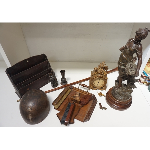 250 - MIXED LOT OF COLLECTABLES
including a milliner's hat block; a stationary rack, an Edwardian crumb sc... 