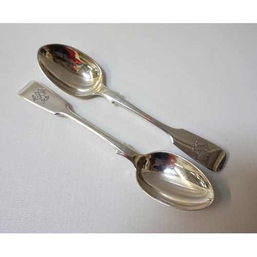 190 - PAIR OF VICTORIAN SILVER TEASPOONS
with engraved monograms to the fiddle handles, London hallmarks f... 