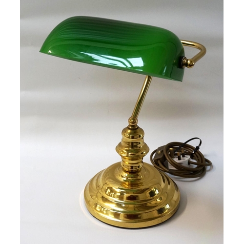 261 - BRASS DESK LAMP
with adjustable glass shade, approximately 39cm high