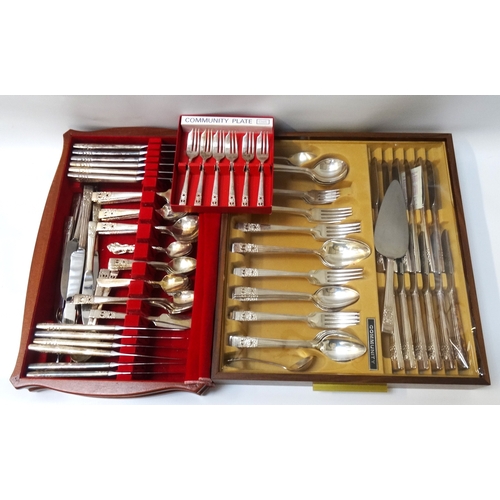 185 - TWO CUTLERY DRAWERS
containing a selection of 'Community by Oneida' silver plated cutlery, and a box... 