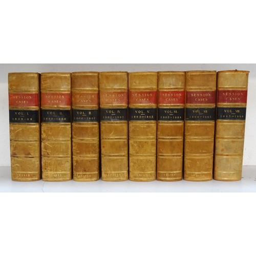 338 - SCOTTISH LAW; SESSION CASES
from 1898 to 1906, in light tan leather with part gilt embossing to the ... 