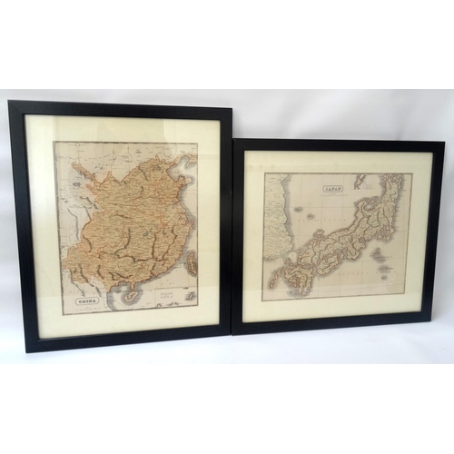 281 - TWO FRAMED MAPS - CHINA AND JAPAN
probably removed from an album, China 34cm x 27cm and Japan 28cm x... 