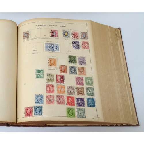 352 - STAMP ALBUM
circa 1900, containing a selection of late 19th/early 20th century World stamps