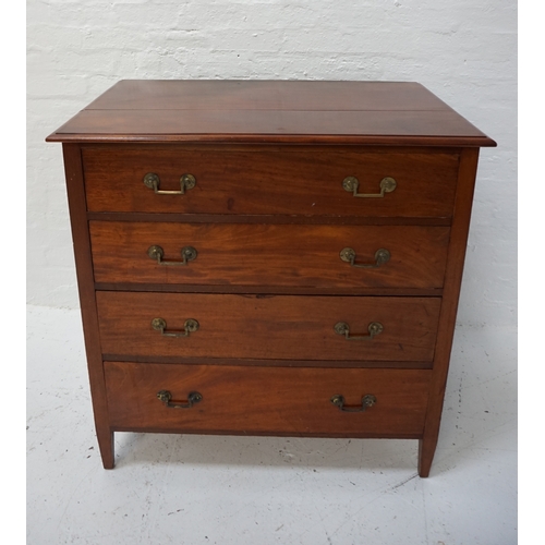 510 - EDWARDIAN MAHOGANY CHEST
with a moulded top above four long drawers with brass handles, standing on ... 