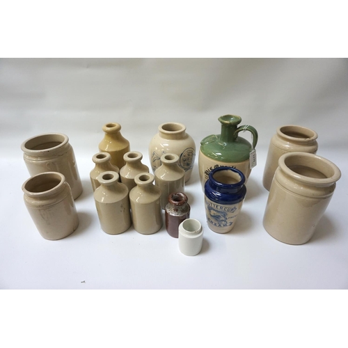 228 - SELECTION OF STONEWARE JARS
including 'Buttercup Cream', His Excellency Scotch Whisky' and one decor... 