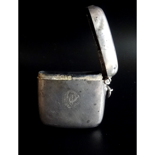 193 - GEORGE V SILVER VESTA CASE
with engraved monogram to one side, Chester hallmarks for 1911