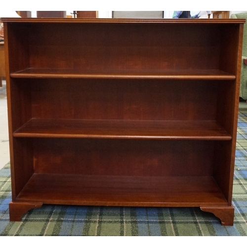 540 - MAHOGANY OPEN BOOKCASE
with fitted shelving, raised on bracket feet, 86cm high x 96cm wide - RE-OFFE... 