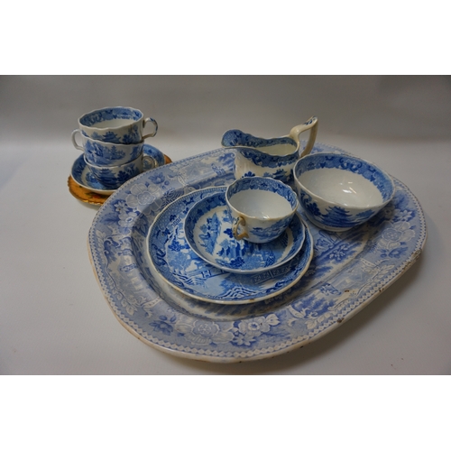 235 - VICTORIAN CERAMICS
with two blue and white meat plates, various blue and white ceramics, and a perio... 