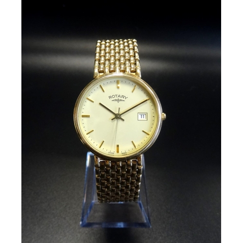 132 - GENTLEMAN'S ROTARY NINE CARAT GOLD WRISTWATCH
on nine carat gold strap, the cream dial with baton fi... 