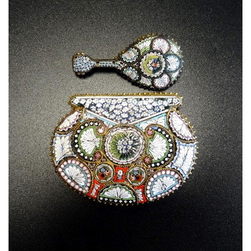 72 - TWO ITALIAN MICRO MOSAIC PIECES
comprising a mandolin shaped brooch and a belt buckle section (2)