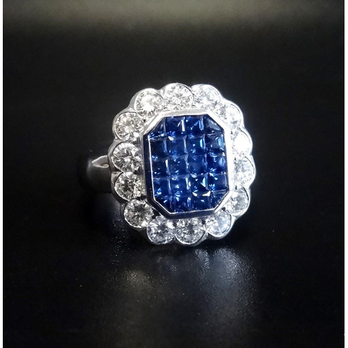 84 - IMPRESSIVE SAPPHIRE AND DIAMOND CLUSTER DRESS RING
the central cluster of princess cut sapphires tot... 