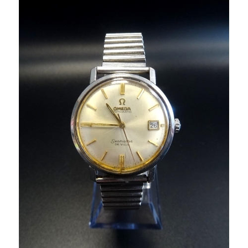 168 - 1960s GENTLEMAN'S 'OMEGA AUTOMATIC SEAMASTER DE VILLE' STAINLESS STEEL WRISTWATCH
with baton markers... 