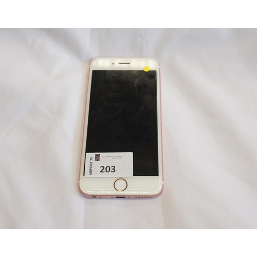 203 - APPLE IPHONE 6S - MODEL A1688
IMEI: 355770078375374.  i-cloud protected.  Note: It is the buyer's re... 