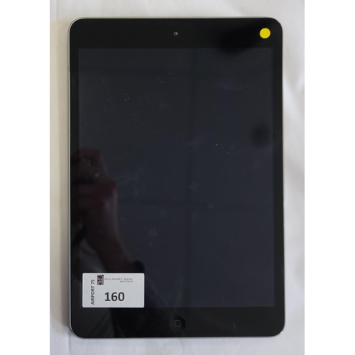 160 - APPLE IPAD MINI 2 (WIFI) - MODEL A1489
serial number: F9FQL6MHFCM6.  i-cloud protected.  Note: It is... 