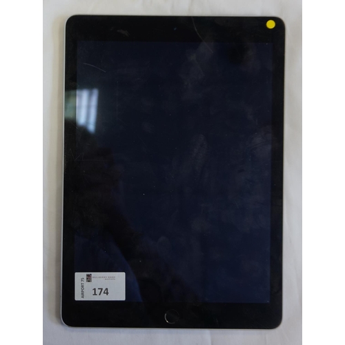 174 - APPLE IPAD AIR 2 (WIFI) - MODEL A1566
serial number: DMPRKKD7G5VJ.  i-cloud protected.  Crack at top... 