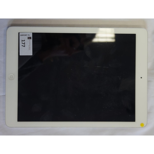 177 - APPLE IPAD AIR (WIFI) - MODEL A1474
serial number: DMVLQET6FK14.  i-cloud protected.  Note: It is th... 