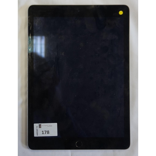 178 - APPLE IPAD AIR 2 (WIFI) - MODEL A1566
serial number: DMPQQ9CDG5VJ.  i-cloud protected.  Note: It is ... 