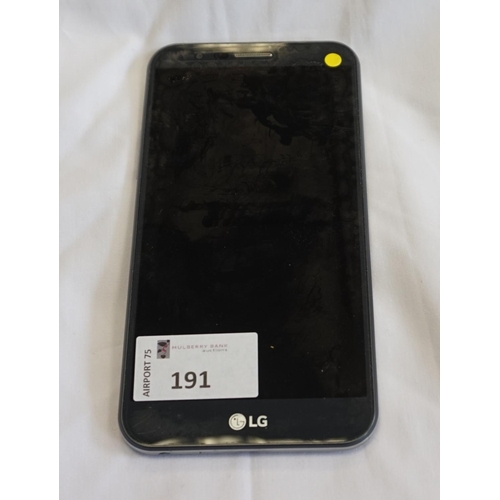 191 - LG STYLO 3 PLUS (32GB) SMARTPHONE
Model: TP450.  IMEI: 357016084300248.  With 32GB memory card.  Not... 