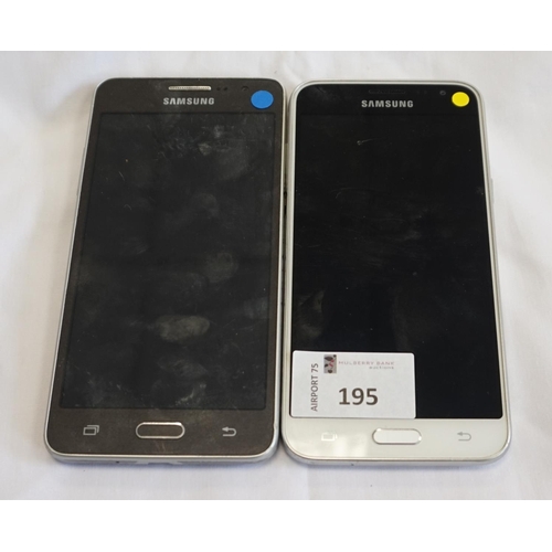 195 - TWO SAMSUNG GALAXY SMARTPHONES
comprising: one SAMSUNG GALAXY J3(6) 8GB, Model: SM-J320M, IMEI: 3599... 