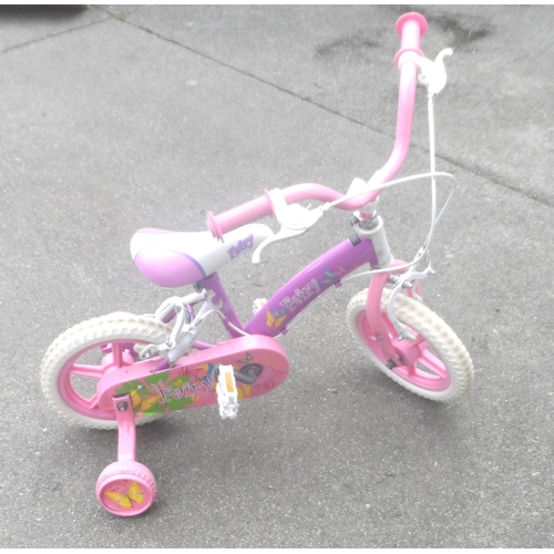 100 - ONE USED CHILD'S FAIRY PINK BIKE
with stablisers