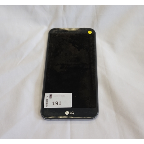 191 - LG STYLO 3 PLUS (32GB) SMARTPHONE
Model: TP450.  IMEI: 357016084300248.  With 32GB memory card.  Not... 