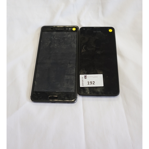 192 - TWO SMARTPHONES
comprising: one NOKIA 6 (32GB), Model: TA-1021, IMEI: 353393095568012; together with... 