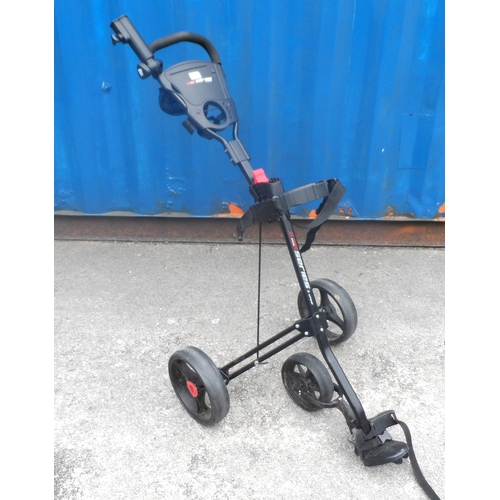 97 - FIVE SERIES THREE WHEEL GOLF TROLLEY