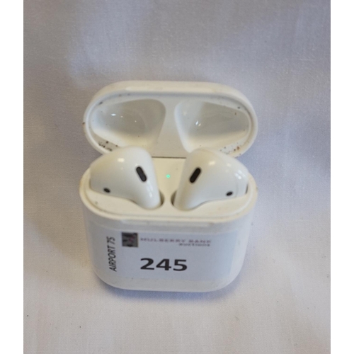 245 - APPLE AIRPOD IN-EAR WIRELESS EARPHONES - MODEL A1523
With charging case.