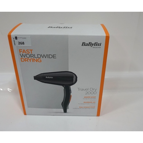 268 - NEW AND UNUSED BABYLISS TRAVEL DRY 2000